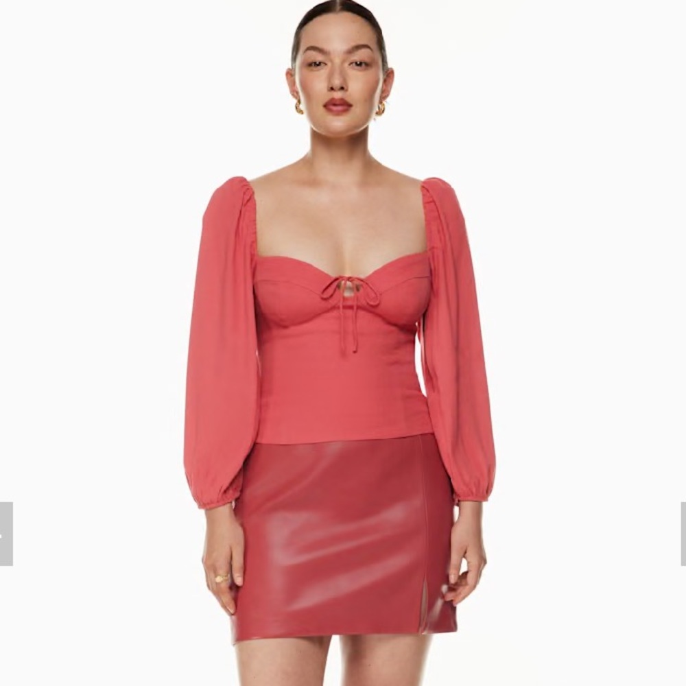 Aritzia Wilfred‎ Novella Longsleeve Blouse Rosy Red Large